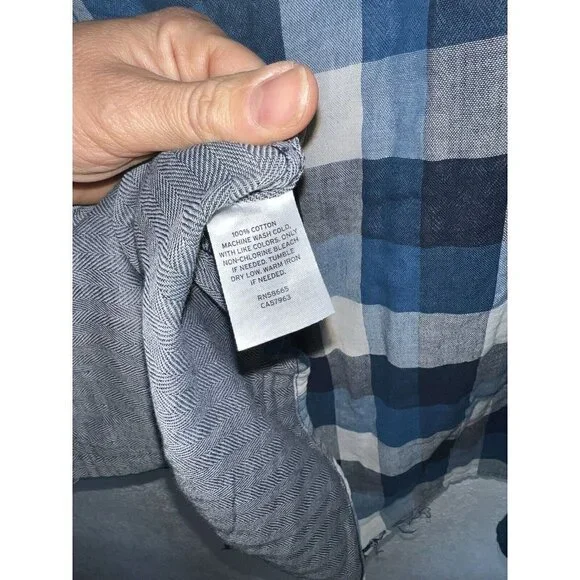 Wallin & Bros Flannel Shirt Mens XL Button Up Blue Plaid NWTS NEW Cotton (X) - Picture 7 of 9